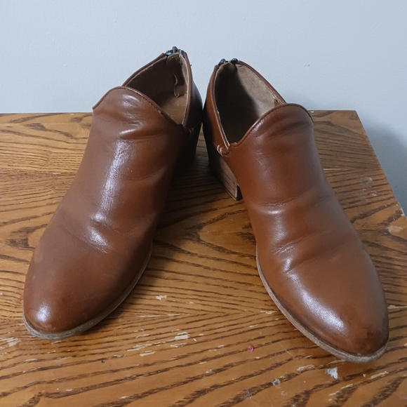 Frye Shoes Booties Tom Cognac Size 10m Zip Womans Leather - Picture 4 of 11